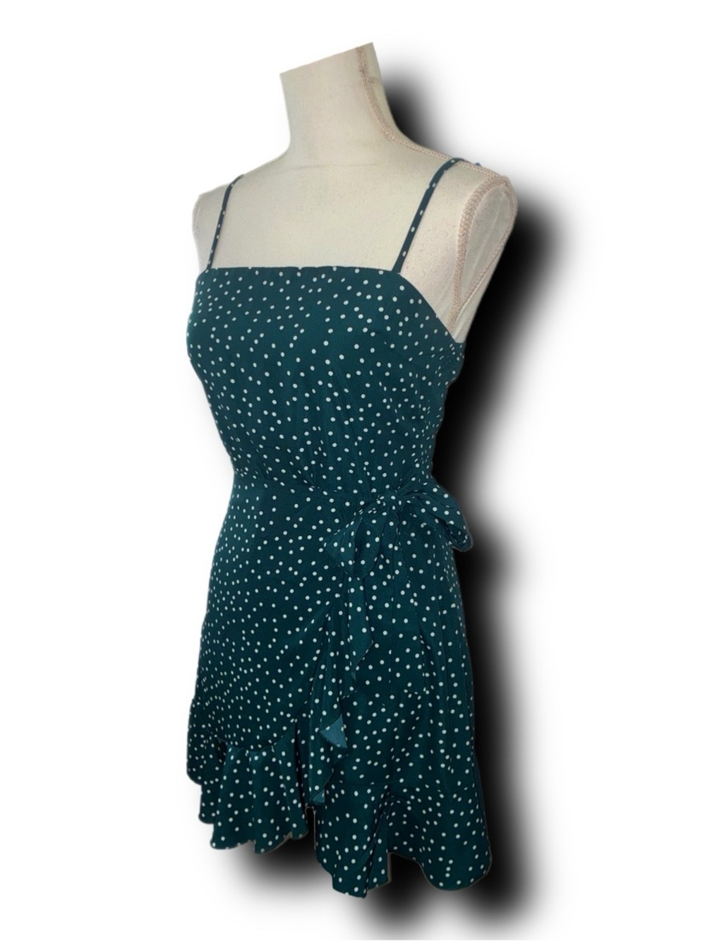 Princess Polly Polka Dot Caesura Mini Dress in Teal Girlhoodcore Twee Vibes - Picture 6 of 9